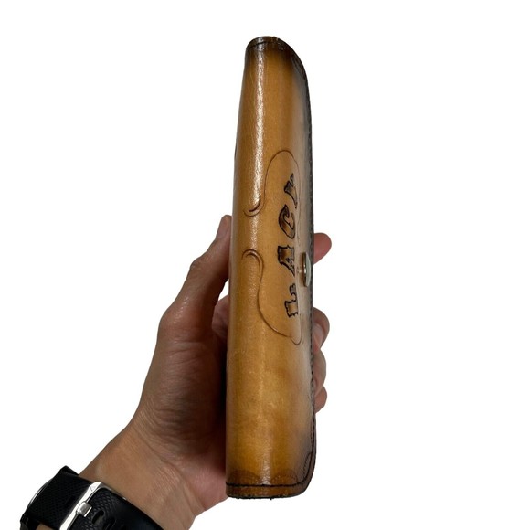 Womens Vtg Hand Tooled Leather Wallet "Lacy" Snap Closure 7x4 Super Clean! - Picture 5 of 10